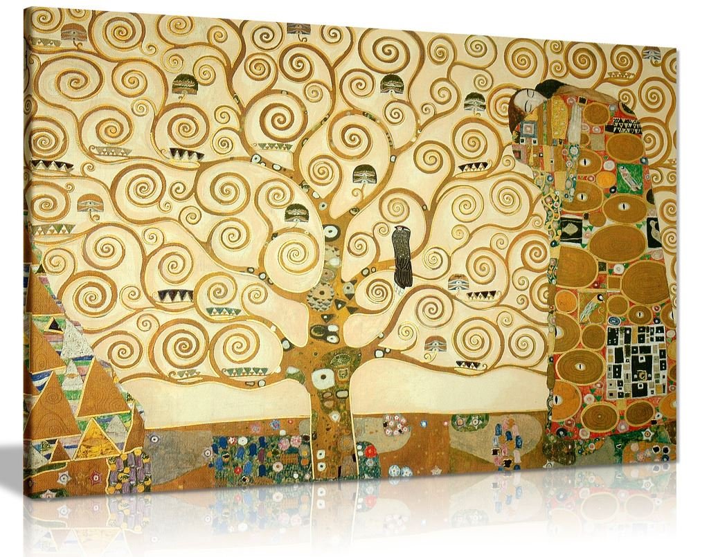 Gustav Klimt The Tree Of Life Canvas Wall Art Picture Print (24X16), Bedroom
