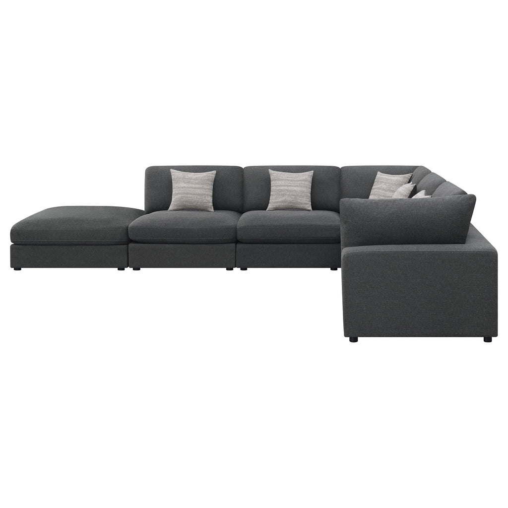 Coaster Serene 6-Piece Modern Fabric Upholstered Sectional in Gray