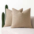 Miulee 18X18 Inch Decorative Pillow Covers For Couch Bed Set Of 2 Textured Boucle Neutral Throw Pillows Khaki Accent Solid Cushion Pillowcase Cozy Soft Chair Sofa Livingroom Home Decor