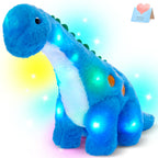 Houwsbaby 14    Blue Light Up Dinosaur Stuffed Animal Floppy Led Glowing Diplodocus Plush Toy Night Lights Glow Pillow Long Neck