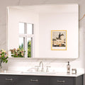 Keonjinn 48 x 36 Brushed Nickel Bathroom Vanity Mirror, Large Rounded Rectangle Bathroom Mirrors for over Sink, Metal Framed Sil