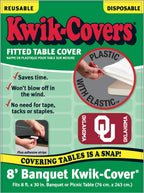 Collegiate Kwik-Covers Rectangle Plastic Table Covers, Bundle Of 2 (University Of Oklahoma, 8')