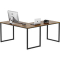 SHW Home Office 55-Inch Large L Shaped Corner Desk, 24 Deep, Walnut