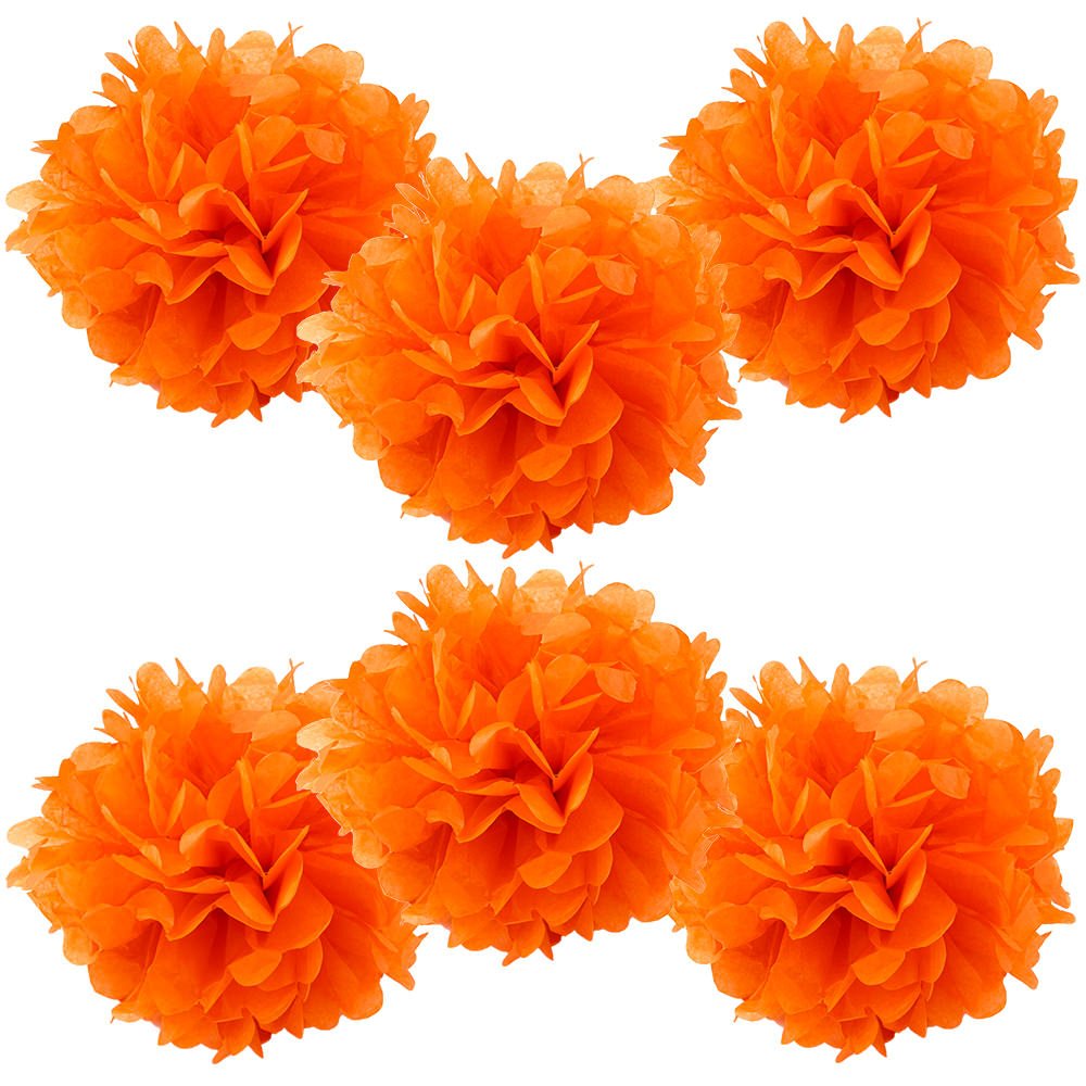 WYZworks Set of 6 - Coral 8 - (6 Pack) Tissue Pom Poms Flower Party Decorations for Weddings, Birthday, Bridal, Baby Showers, Nu