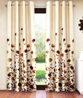 Home Sizzler 2 Pieces Digital Print Eyelet Polyester Door Curtains  7 Feet, Brown