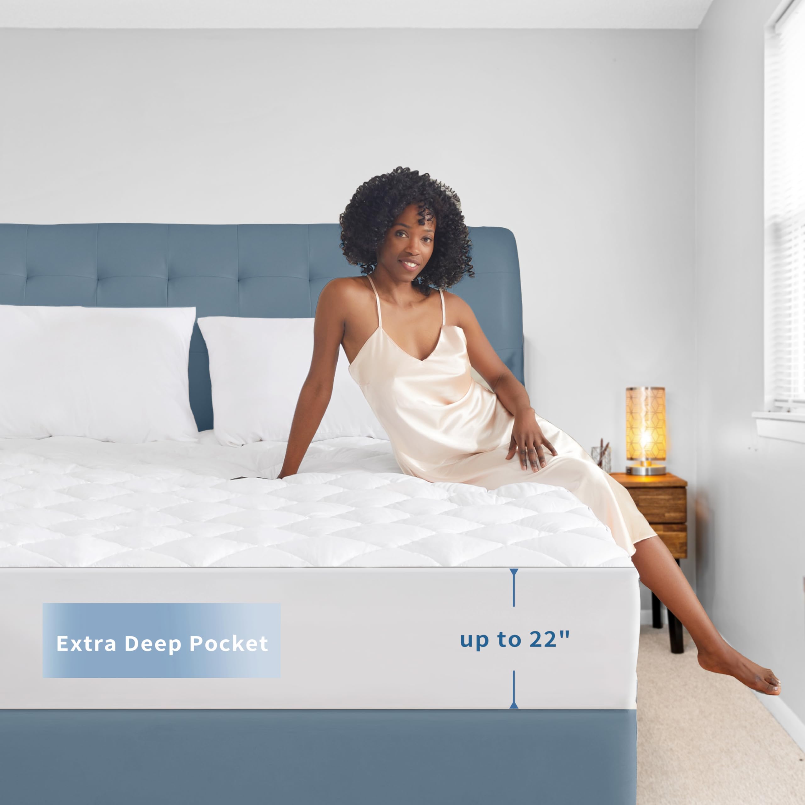 Sunflower Quilted Full Mattress Protector, Mattress Pad Full, Cotton Full Mattress Cover Waterproof, 18-22' Extra Deep Pocket Thin Version, Hypoallergenic Soft Durable
