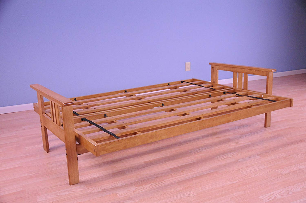 Kodiak Furniture Monterey Futon Set With Butternut Finish, Full, Linen Charcoal