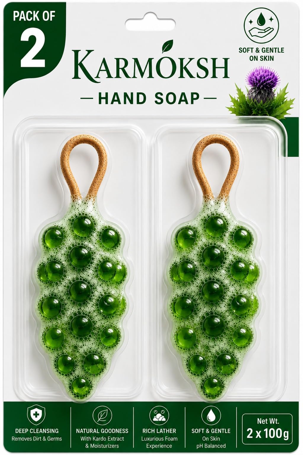 Exfoliating Soap Saver Pouch With Hanging Loop, Mesh Bag, Reusable Shower Soap Holder, Body Scrub Sponge, Green (Pack Of 2)