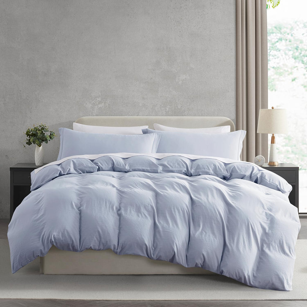 Nestl Ice Blue California King Duvet Cover Sets - Soft Prewashed Cal King Duvet Cover, 3 Piece, With Zipper Closure, 1 Duvet Cover 104X98 Inches And 2 Pillow Shams - No Comforter