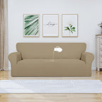 Purefit 100% Dual Waterproof Couch Cover Slipcovers For Couches And Sofas - Stretch Non Slip Fleece Sofa Covers Washable, Leakproof Furniture Protector For Kids, Pets, Dog (Oversized Sofa, Natural)