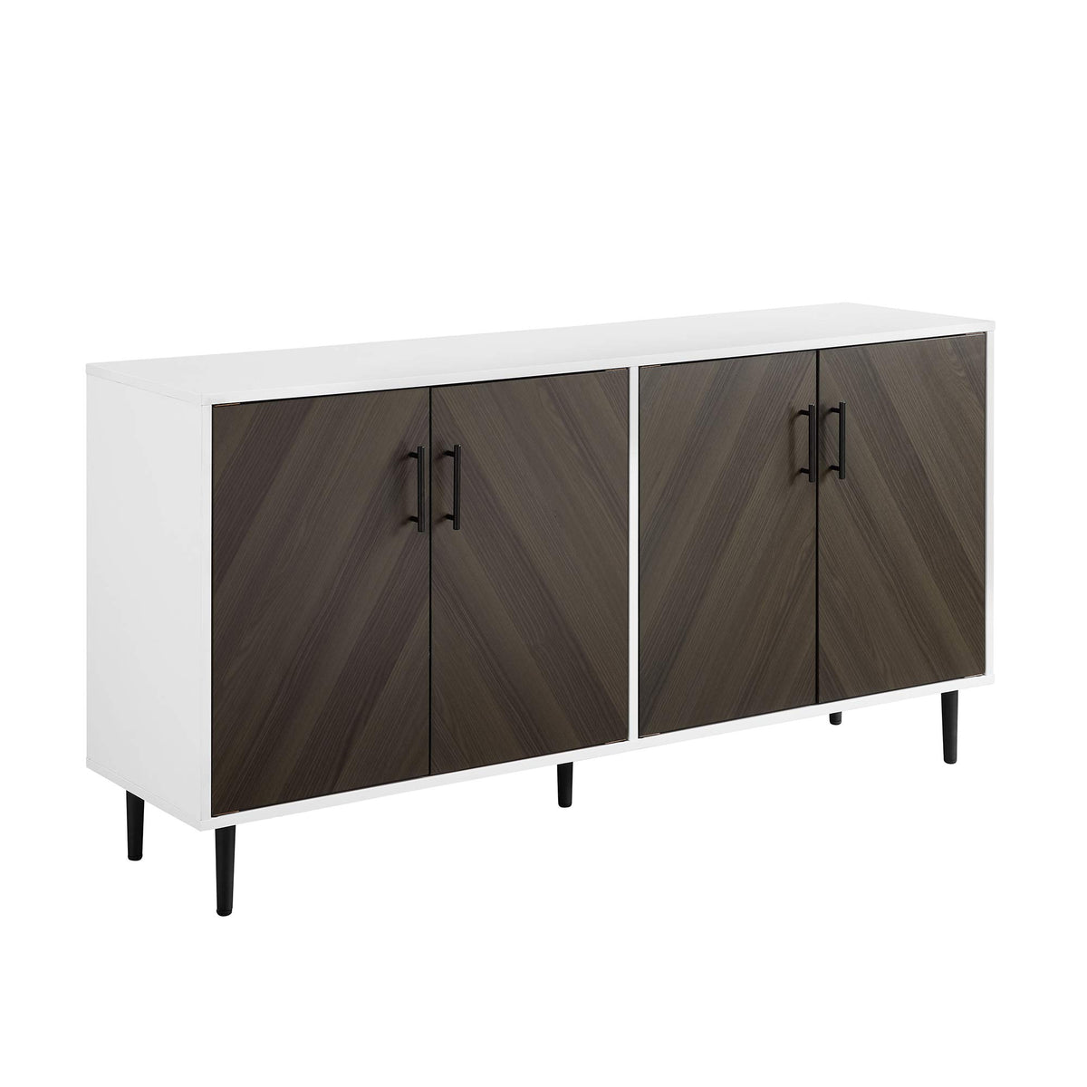 Walker Edison Fehr Modern 4 Door Bookmatch Buffet, 58 Inch, Ash Brown