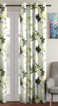 Home Sizzler 3D Flower 1 Piece Green Long Door Curtain, 9 Feet