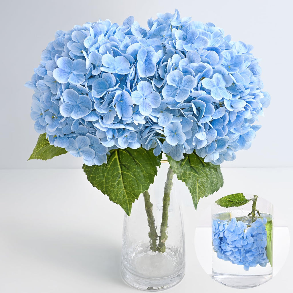 MARTINE MALL 2Pcs 21in Hydrangea Artificial Flowers, Latex Real Touch Hydrangeas Lifelike Large Hydrangea Flowers for Home Decor