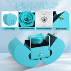 Preserved Real Cyan Rose Gift With I Love You In 100 Languages Necklace, Cute Gifts For Girlfriend, Women, Mom, Wife, Gifts Idea