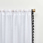 Exclusive Home Tassels Embellished Sheer Rod Pocket Curtain Panel Pair, 54''X84'', Black