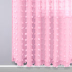 Koufall Light Pink Sheer Curtains 2 Panels,Bow Floral Pom Pom Boho Lace Coquette Curtains For Nursery Kids Girls Room Bedroom Closet,84 Inches Long,Baby Pink