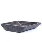 Creative Home Charcoal Marble Stone Boat Shaped Candle Holder, Medium, 6-1/4'' X 4-3/4''
