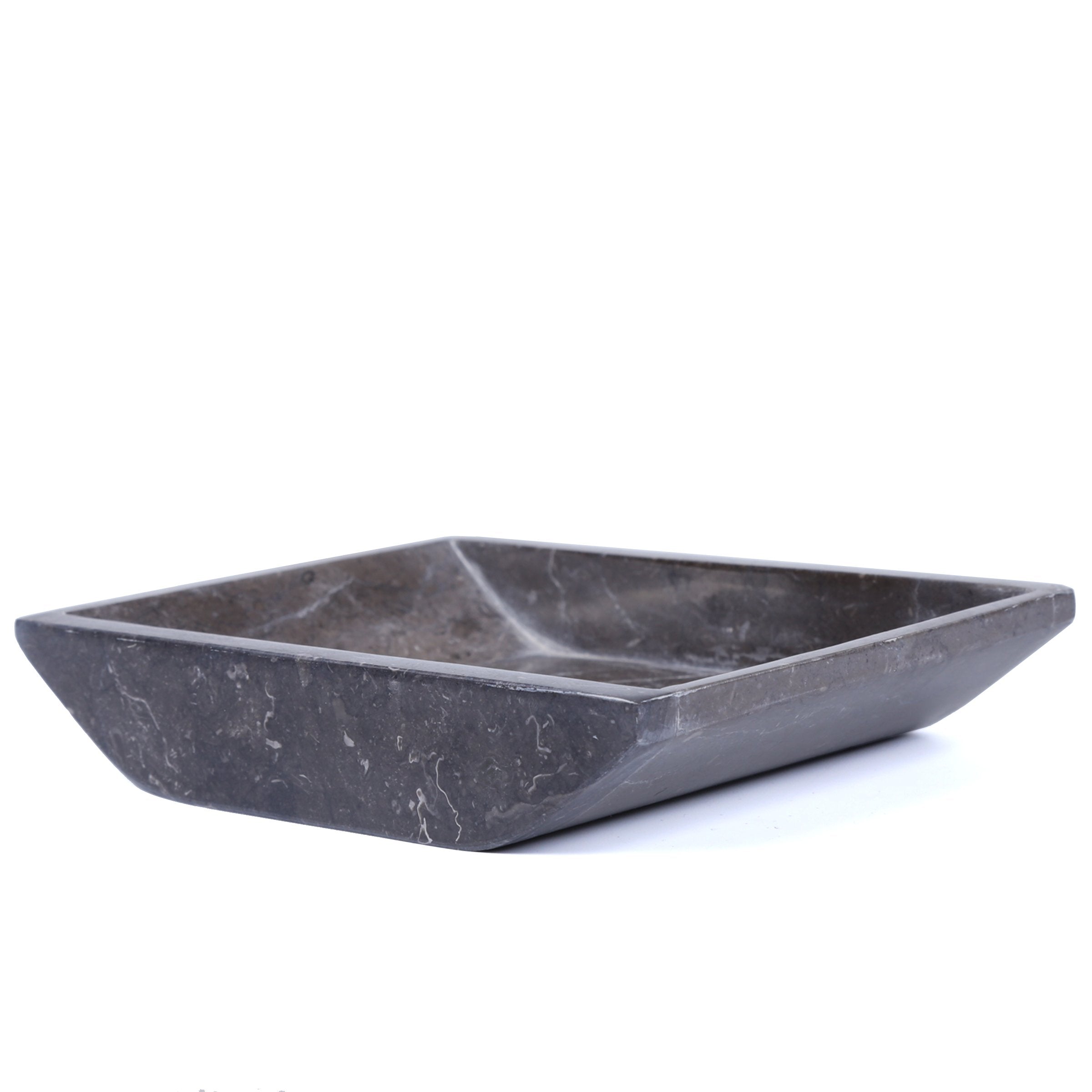 Creative Home Charcoal Marble Stone Boat Shaped Candle Holder, Medium, 6-1/4'' X 4-3/4''