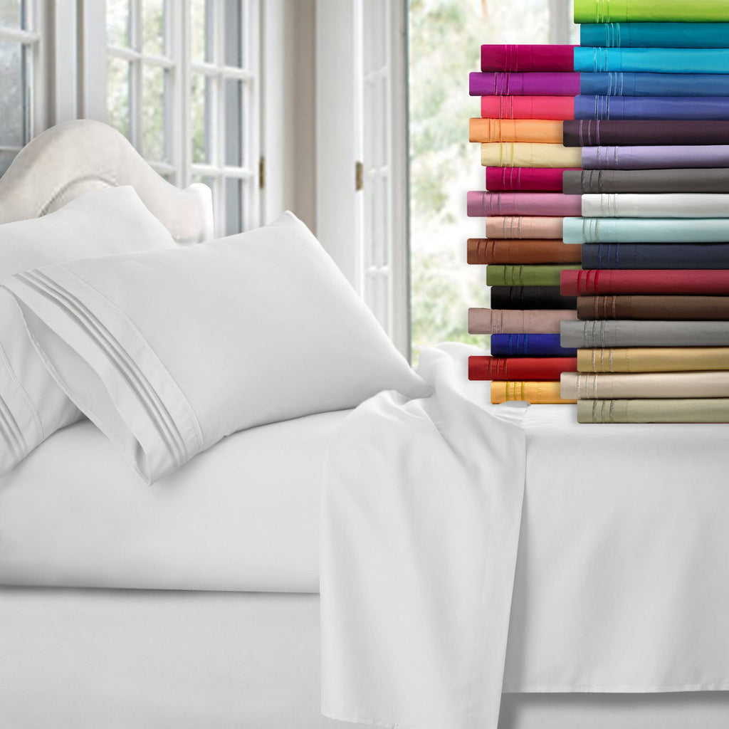 Clara Clark 1800 Premier Series 4Pc Bed Sheet Set - King, Purple Eggplant