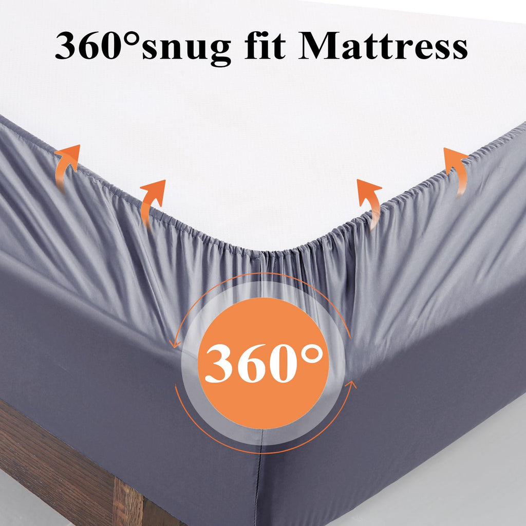 Bamboo Viscose Fitted Sheet 1 Pack King Size Only,400 Thread Count,8-16'' Deep Pocket,Bottom Sheet Colorfast Soft & Silky & Brea