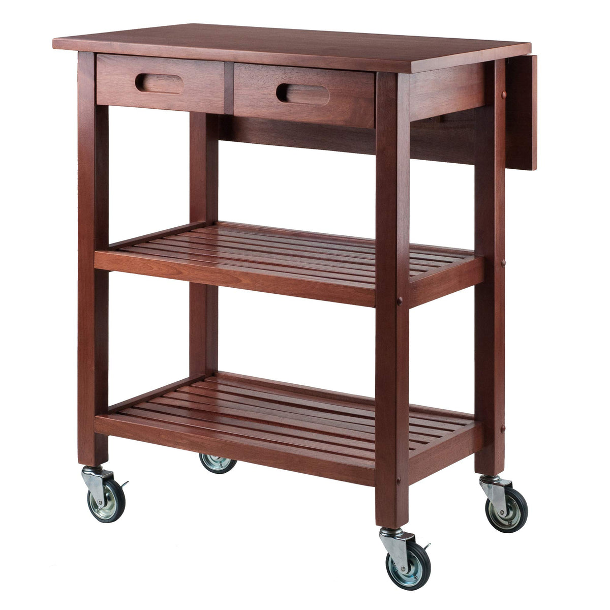 Winsome 94734 Jonathan 2 Drawer Rolling Kitchen Cart in Walnut