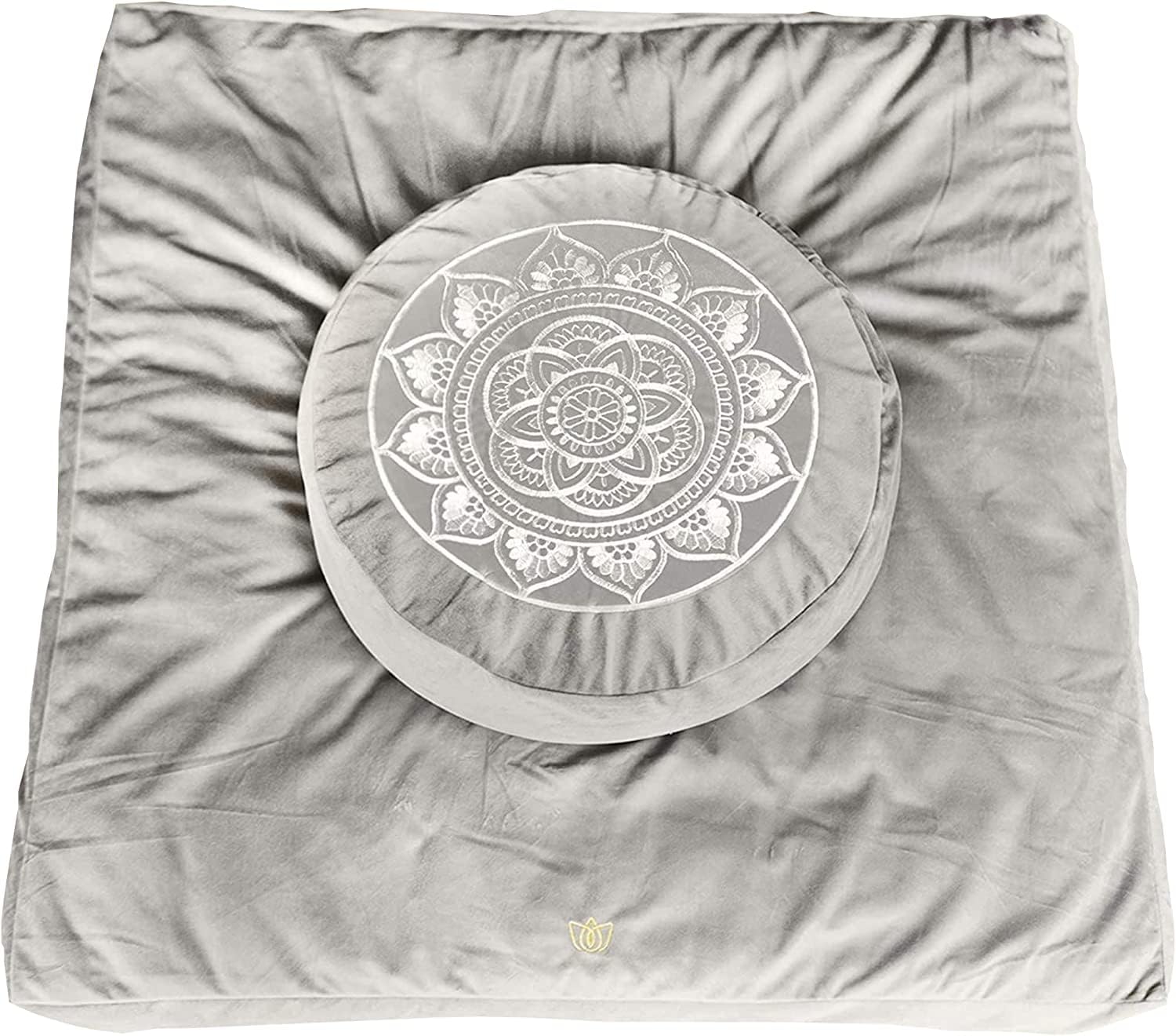 Florensi Meditation Cushion & Mat Value Bundle- Premium Meditation Cushion Set For Women And Men - Velvet Washable Cover - Buckw