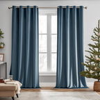 Lazzzy Blackout Velvet Curtains Blue Thermal Insulated Curtains 96 Inch Long Drapes For Bedroom Living Room Darkening Window Treatments Grommet Living Room Curtains Set Of 2 Panels Dark Slate
