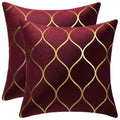 Dezene Gold Velvet Throw Pillow Covers: 2 Pack 16X16 Inch Square Decorative Pillow Cases For Bedroom Sofa Couch Living Room, Bur