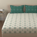 Huesland By Ahmedabad Cotton 144 Tc Bedsheets For Queen Size Bed With 2 Pillow Covers | Mandala | Dark Green & Light Green