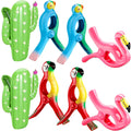 Sieral 8 Pcs Beach Towel Clips Flamingo Parrot Beach Chair Clips Heavy Duty Towel Holders Portable Clothes Pins for Chairs Cruis
