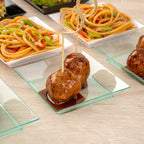 Restaurantware Square Seagreen Plastic Small Modern Plate - 4'' X 4'' X 1/2'' - 100 Count Box