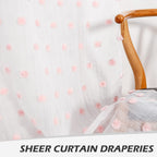 Mysky Home Pom Pom Sheer Curtains For Girls Bedroom Pink Curtains For Nursery 84 Inch Long Living Room Curtains 2 Panels Light Filtering Rod Pocket Semi Window Drapes 52 X 84 Inch