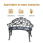 Jardin De Centennial Patio Garden Bench Metal Park Bench Cast Aluminum Outdoor Furniture With Floral Rose For Patio,Park,Lawn,Yard (Copper)