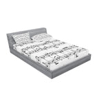 Ambesonne Music Fitted Sheet & Pillow Sham Set, Musical Notes On The Clef Illustration Ornamental Pattern Artwork Print, Decorat