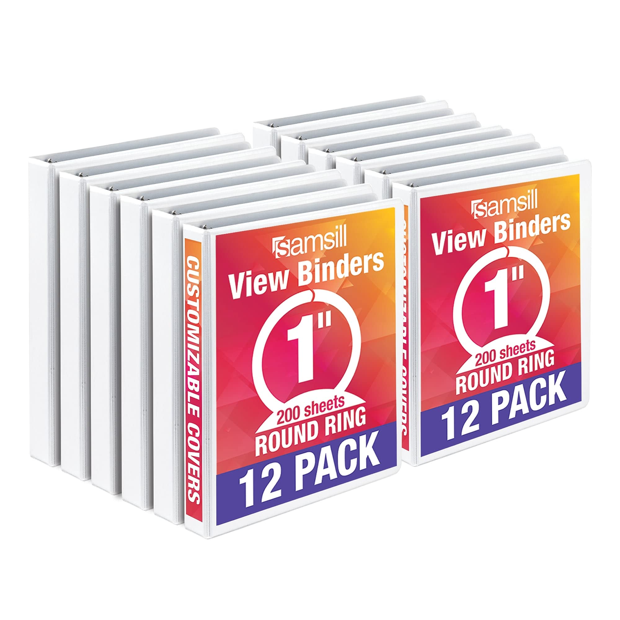 Samsill Economy 1-Inch 3-Ring View Binder, White, 12/Pack (I008537C)
