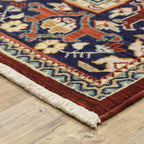 HomeRoots 509190 6 x 9 ft. Red Blue Orange & Beige Oriental Power Loom Stain Resistant Rectangle Area Rug with Fringe