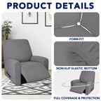 Purefit 100% Dual Waterproof Recliner Cover, Waterproof Couch Cover For Recliner - Stretch Non Slip Fleece Sofa Covers Washable, Leakproof Furniture Protector For Kids, Pets (Recliner, Light Gray)