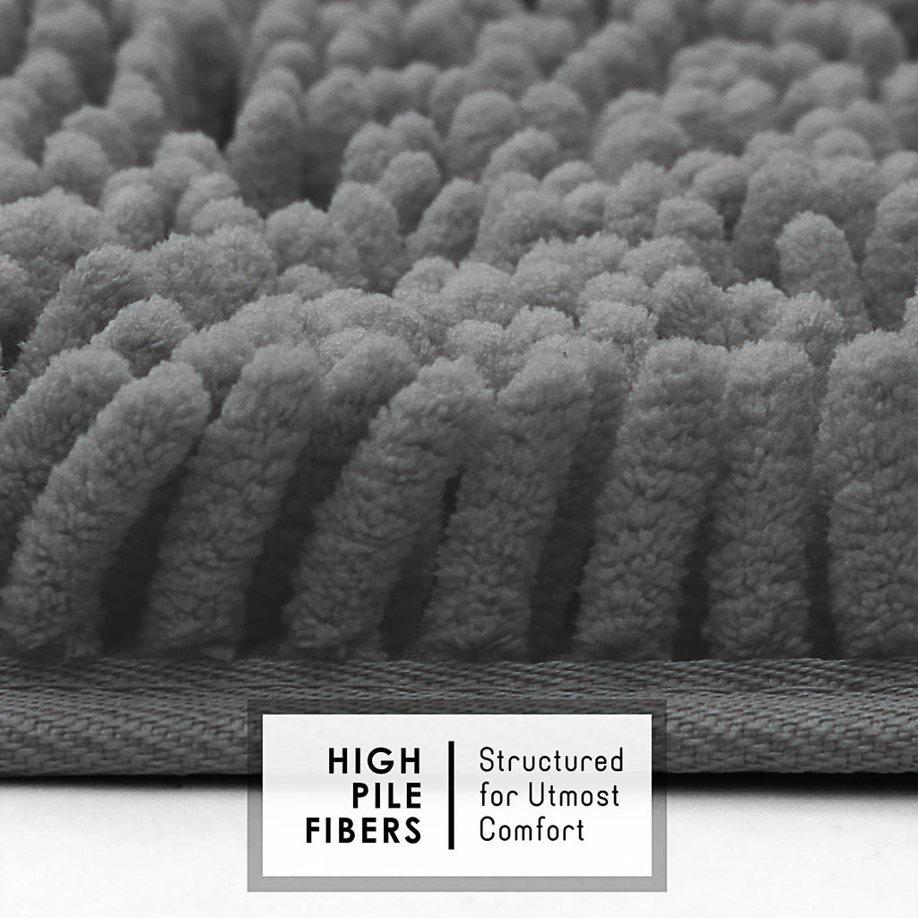 Hearth & Harbor Bathroom Rugs, Chenille Bath Mat - Machine Washable Bath Mats For Bathroom Non-Slip Backing Rubber, Quick Dry Ba