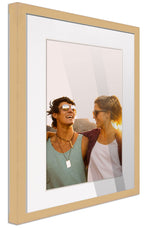 27X40 Natural Wood With White Mat | 30X43 Frame Matted To 27X40 | Display Your Picture Under Uv Acrylic Shatter Guard Front, Wit