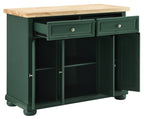 Crosley Furniture Madison Madison Rolling Kitchen Island Cart, Microwave Stand, Coffee Bar, with Shelves and Drawers, Emerald Green