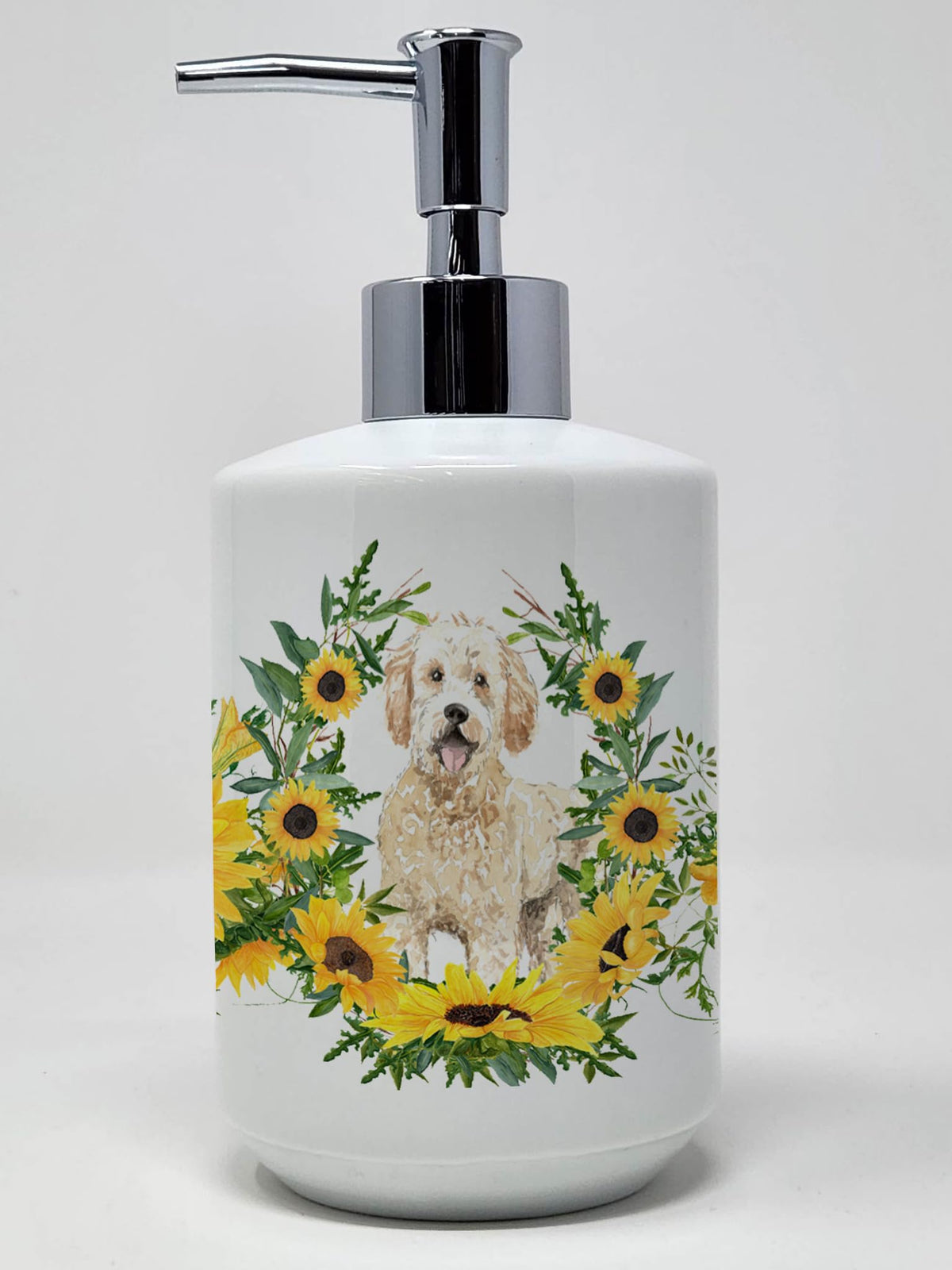 Caroline's Treasures CK2978SOAP English Pointer in Sunflowers Ceramic Soap Dispenser Hand Soap Dispenser Pump Bottles for Bathro