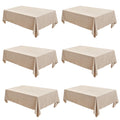 Fitable Beige Faux Linen Tablecloths Rectangle 60 X 84 Inch - 6 Pack Neutral Table Clothes For 4 Foot Tables, Wrinkle-Proof Faux Burlap Table Covers For Dining, Farmhouse, Outdoor Picnic, Camping