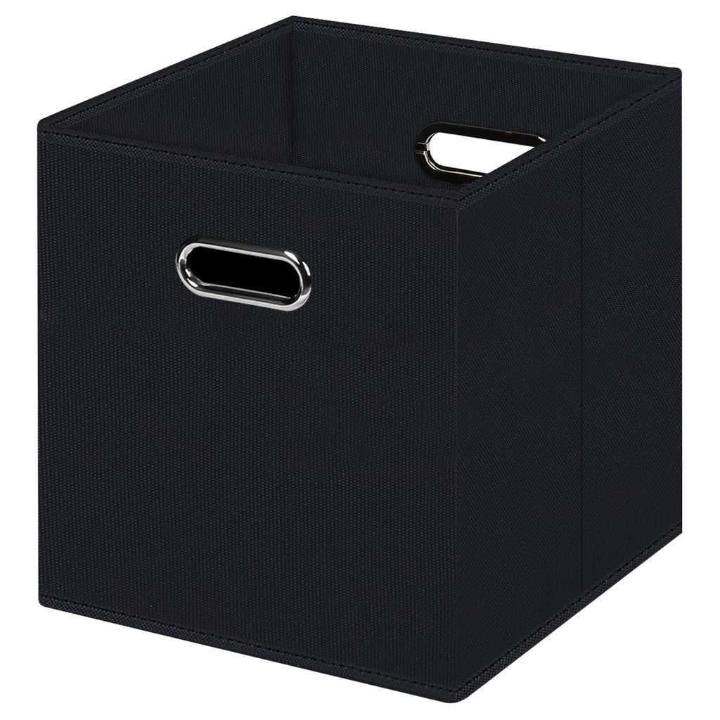 HEAYEEG Black Foldable Storage Cubes Bins , Fabric Storage Box Cubes Organizer Baskets with Dual Handles for Home Organizer (Bla