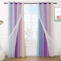 Anjee Star Curtains For Girls Cutout Style 2 In 1 Double Layer Light Blocking Ombre Grommets Top Drape With Sheer Voile Gauze Fo