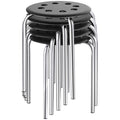 Yaheetech Plastic Stacking Stools Flexible Seating 17.3in Portable Backless Stools Round Top Metal Frame for Home Garden Kitchen