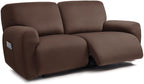 ULTICOR Squared Jacquard Design Extra Wide 75'' - 100'', Reclining 2 Seater Sofa, Extra Wide 6-Piece Reclining LoveSeat Slipcove
