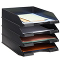 Stockroom Plus 4 Pack Black Stackable Paper Trays For Letter Documents, Desktop File Organizers For Office Supplies, Stackable D