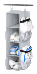 Sleeping Lamb Short Hanging Shoe Organizer For Closet Storage With Mesh Side Pockets Holds 8 Pairs, Hanging Shoe Rack Hanger Rv,