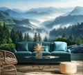 WFBHUA - Misty Pine Forest Wallpaper Mountain Peaks Landscape Landscape Wall Mural (Not Peel and Stick)