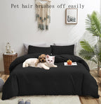 Karever Black Comforter King Plain Black Bedding Set Pure Black Bedding Soft Durable Comforter Set Men Lightweight Solid Black B